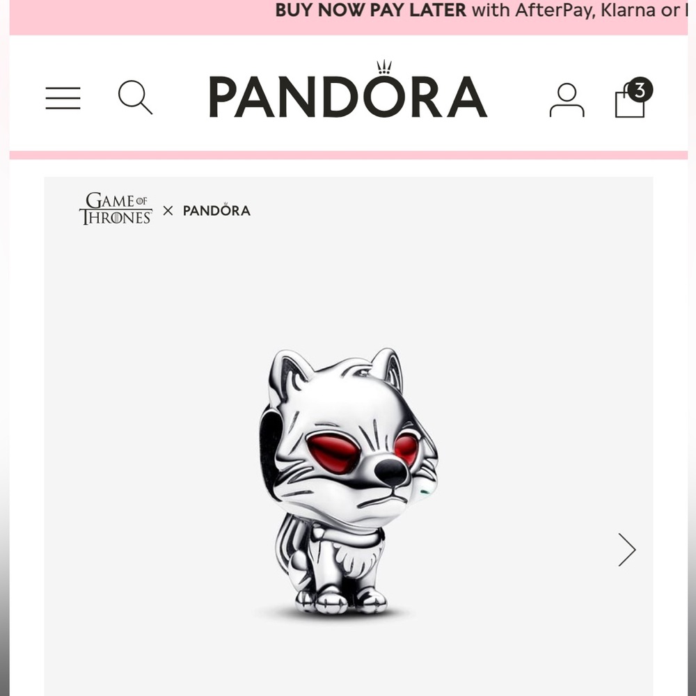 Pandora Game of Thrones Dire Wolf